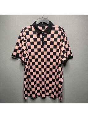 Byrd Gang Golf Pink & Black Checkered Polo Shirt XL